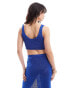 New Look crochet crop top in blue