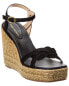 Stuart Weitzman Braida Max Suede Wedge Espadrille Women's Black 9.5