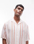 Topman short sleeve textured stripe shirt in red Красный, XS - Chest 36 - фото #1