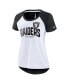 Фото #2 товара Women's White, Black Las Vegas Raiders Back Slit Lightweight Fashion T-shirt
