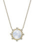 ფოტო #1 პროდუქტის Moonstone & Diamond (1/8 ct. t.w.) Pendant Necklace in 14k Gold, 16" + 1" extender