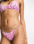 Фото #4 товара Weekday Deep tanga bikini bottom in pink ripple print exclusive to ASOS