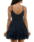 Фото #2 товара Juniors' Scoop-Neck Fit & Flare Mini Glitter Dress