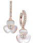 Фото #1 товара 14k Rose Gold-Plated Pavé & Mother-of-Pearl Flower Drop Earrings