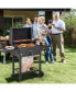 Outdoor BBQ Charcoal Grill with 2 Foldable Side Table and Wheels