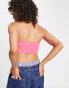 Tommy Jeans logo cropped rib cami top in pink