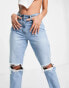 Фото #4 товара Parisian ripped mom jeans in light blue