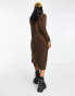 Фото #4 товара Only roll neck midi jumper dress in chocolate brown