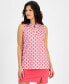 ფოტო #1 პროდუქტის Women's Sleeveless Split-Neck Geometric-Print Tunic Top