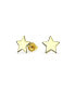 ფოტო #1 პროდუქტის Minimalist Real Yellow 14K Gold Screw back Engravable Alphabet Initials Solid Star Stud Earrings For Women Teen Girlfriend