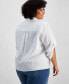 Фото #2 товара Plus Size Linen Twist-Hem Shirt, Created for Macy's