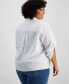 ფოტო #2 პროდუქტის Plus Size Linen Twist-Hem Shirt, Created for Macy's