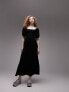Фото #2 товара Topshop shirred midi dress in black