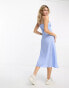 Фото #4 товара Monki strappy midi dress with split in blue ditsy