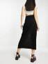 Stradivarius rustic twist midi skirt in black 40 - фото #5