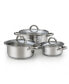 Фото #1 товара Sauce Pot Stainless Steel Stockpot with Glass Lid, Basic Saucier Casserole Pan Set, 6-Piece