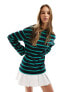 ASOS DESIGN 2 in 1 long sleeve sweat dress with pleat skirt in stripe