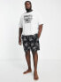 ASOS DESIGN pyjama set with t-shirt and shorts in black and white with burger print