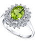 Фото #1 товара Кольцо Macy's Peridot & White Topaz Double Halo EntityManager