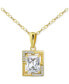 ფოტო #1 პროდუქტის Cubic Zirconia Baguette Framed Pendant Necklace in 18k Gold-Plated Sterling Silver, 16" + 2" extender, Created for Macy's