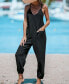 ფოტო #3 პროდუქტის Women's V-Neck Cami Jogger Jumpsuit