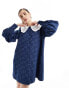 Фото #2 товара Sister Jane heart embellished collar mini dress in denim co-ord