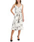 Women's Belted Floral-Print Midi Dress