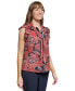 Women's Paisley-Print Tie-Neck Ruffle Top