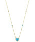 ფოტო #2 პროდუქტის EFFY® Turquoise & Diamond (1/6 ct. t.w.) Heart Halo Pendant Necklace in 14k Gold, 16" + 2" extender