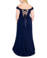 Фото #4 товара Juniors' Off-The-Shoulder Lace-Up Gown, Created for Macy's