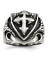 ფოტო #1 პროდუქტის Stainless Steel Antiqued Polished and Textured Shield Ring