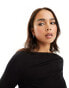 Weekday Jwan drape long sleeve top in black