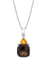 Фото #1 товара Macy's smoky Quartz (4-1/5 ct. t.w.) & Citrine (3/8 ct. t.w.) 18" Pendant Necklace in Sterling Silver