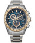 ფოტო #1 პროდუქტის Eco-Drive Men's Chronograph PCAT Two-Tone Stainless Steel Bracelet Watch 43mm