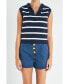 Фото #1 товара Women's Striped Half-Zip Knit Vest