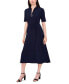 ფოტო #3 პროდუქტის Women's Collared V-Neck Short-Sleeve Tie-Waist Dress