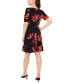 Фото #2 товара Petite Printed Caterpillar-Sleeve Flounce-Hem Dress