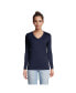 Petite Relaxed Supima Cotton Long Sleeve V-Neck T-Shirt