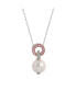 Pink Sapphire & Lab-Grown White Sapphire & Freshwater Pearl Pendant Necklace in Sterling Silver by Suzy Levian