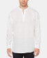 Men's Solid Linen Popover Long Sleeve Shirt