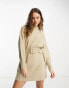 & Other Stories knitted belted mini dress in beige