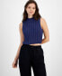 ფოტო #1 პროდუქტის Juniors' Baby Cable-Knit Mock-Neck Sleeveless Top