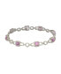 ფოტო #2 პროდუქტის Pink Sapphire & Lab-Grown White Sapphire Asscher-cut Pave Link Bracelet in Sterling Silver