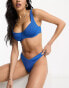 We Are We Wear rib Ashley Midrise brazilian bikini bottom in blue