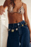 Trf high-waist turn-up jeans