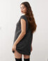 Weekday Kayla wool blend knitted v neck vest mini dress in dark grey melange exclusive to ASOS