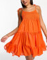 Фото #1 товара Vero Moda shirred strappy beach mini dress in orange