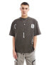 COLLUSION Skater fit t-shirt with embroidered logo in washed charcoal