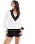 Фото #1 товара Mango v neck knitted top in white