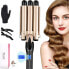 AIMERVO Waver 3 Barrels Curling Iron Small Waves Diameter 22 mm, 14 Temperature Levels 80-210°C, for Long/Short Thick/Thin Hair, Curler with Clamp, Ceramic Coating, Heat Glove, 2 Hair Clips